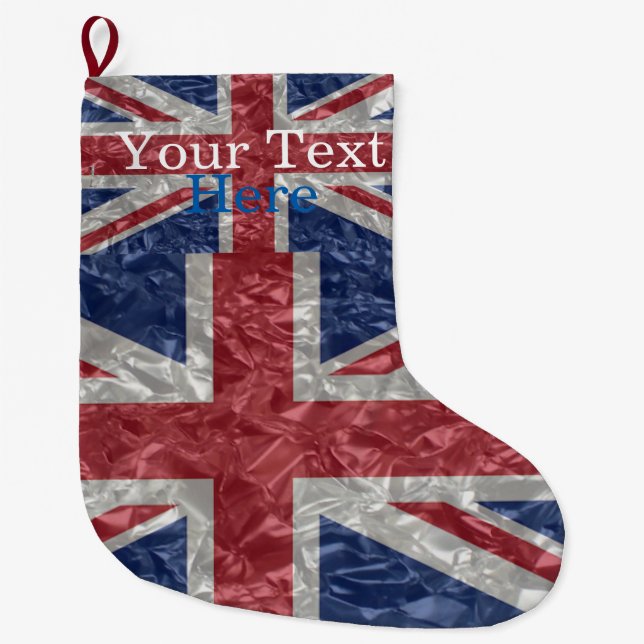 Union Jack Flag - Crinkled Large Christmas Stocking (Front)