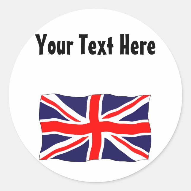 Union Jack Flag - Customisable With Your Text! Classic Round Sticker (Front)