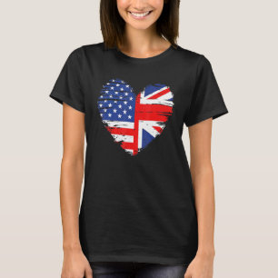Union Jack Flag England And American Flag For Brit T-Shirt