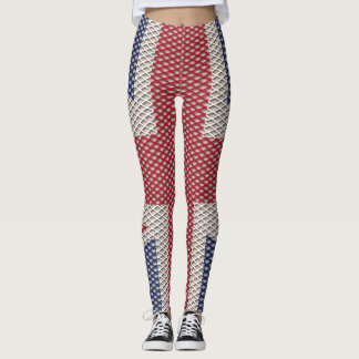 Union Jack Flag Fishnet Pattern Leggings