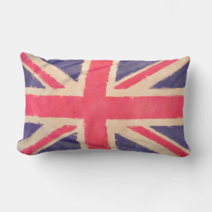 UNION JACK FLAG grunge + your idea Lumbar Cushion