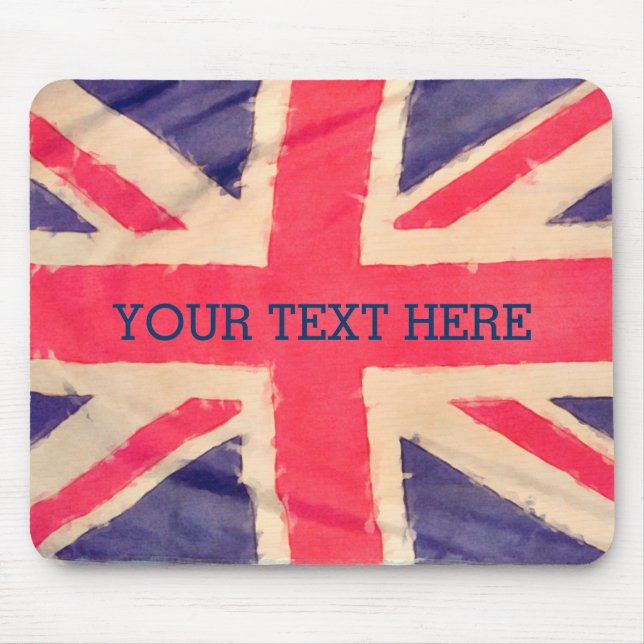 UNION JACK FLAG grunge + your text Mouse Pad (Front)