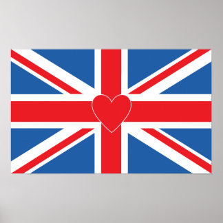 Union Jack Flag & Heart Poster