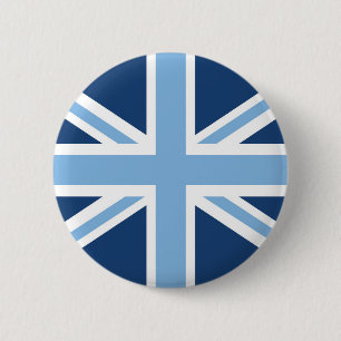 Union Jack Flag in Sky and Navy Blue 6 Cm Round Badge
