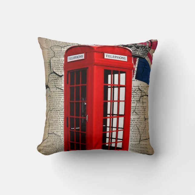 union jack flag jubilee crown red telephone booth cushion (Front)