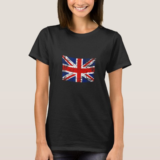 Union Jack Flag London UK England Men Women Distre T-Shirt (Front)