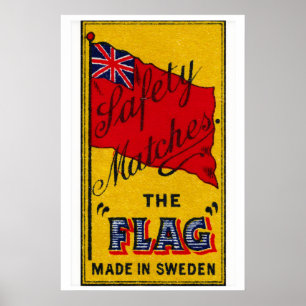 Union Jack Flag Matchbox Art Print, Swedish Poster
