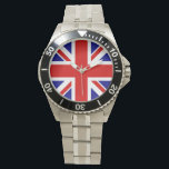 Union Jack Flag Men's Watch<br><div class="desc">Union Jack Flag Men's Watch of the UK - United Kingdom, which is in Britain. The Union Jack flag symbolises the unity between England, Scotland and Ireland. The colours of the union jack flag are red, blue, white. This design is also available on many other products for you to choose...</div>