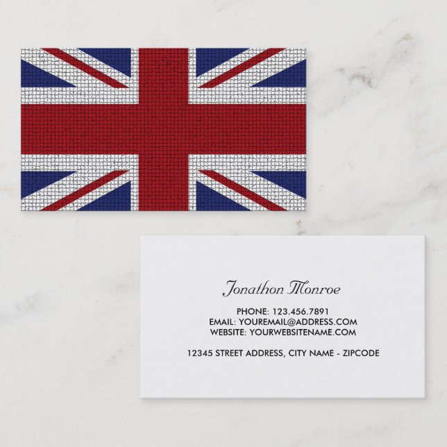 Union Jack Flag, Mosaic Effect, United Kingdom Business Card (Front/Back)