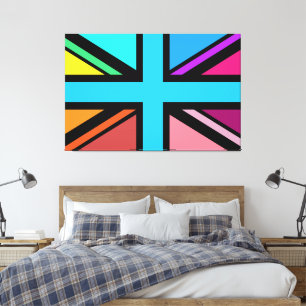 Union Jack/Flag Multicolored+Black Design Canvas Print