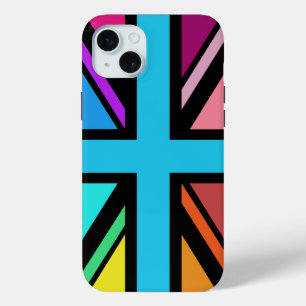 Union Jack/Flag Multicolored+Black Design iPhone 15 Mini Case