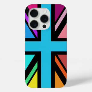 Union Jack/Flag Multicolored+Black Design iPhone 15 Pro Case