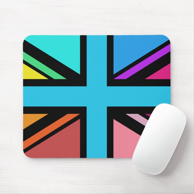Union Jack/Flag Multicolored+Black Design Mouse Pad (With Mouse)