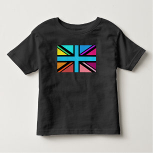 Union Jack/Flag Multicolored+Black Design Toddler T-Shirt