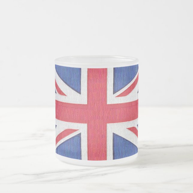 Union Jack - Flag of the United Kingdom Frosted Glass Coffee Mug (Center)