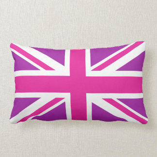 Union Jack Flag Pink, Purple & White Lumbar Cushion