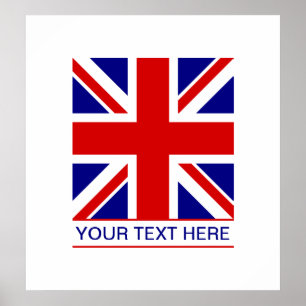 Union Jack Flag Plus Your Text Poster