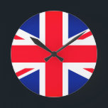 Union Jack Flag Round Wall Clock<br><div class="desc">Round wall clock with image of the Union Jack flag.</div>