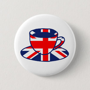 Union Jack flag teacup art 6 Cm Round Badge
