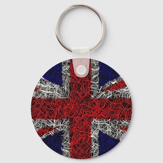 Union jack flag uk patriotic key ring (Front)