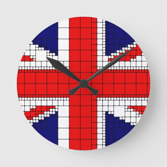 Union jack flag uk patriotic round clock (Front)