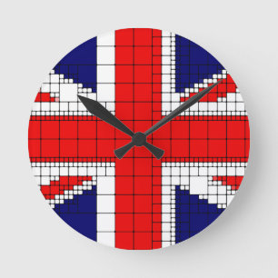 Union jack flag uk patriotic round clock