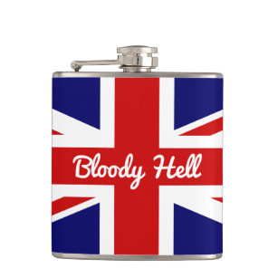 Union Jack Flag with Funny Quote Hip Flask
