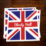 Union Jack Flag with Funny Quote Square Paper  Napkin<br><div class="desc">A great choice in cocktail napkins for your pub, bar, kitchen or rec room, this funny British theme design features the colourful red white and blue Union Jack flag of the United Kingdom shown here with a funny familiar slang swear word quote, "Bloody Hell". It makes a conversation starter for...</div>