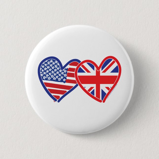 Union Jack Flat USA Flag 6 Cm Round Badge (Front)