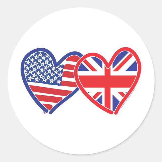 Union Jack Flat USA Flag Classic Round Sticker (Front)
