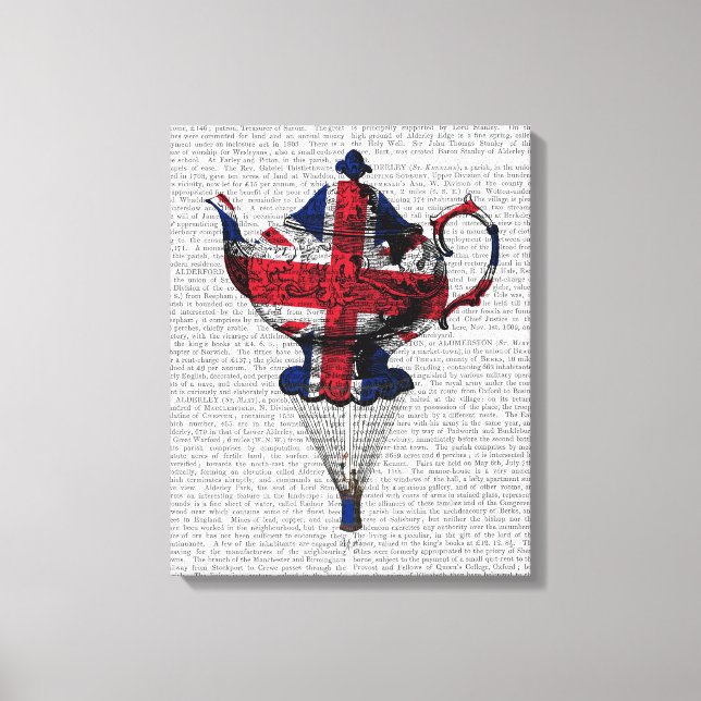 Union Jack Flying Teapot Canvas Print (Front)