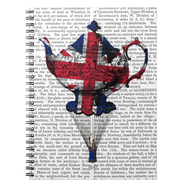 Union Jack Flying Teapot Spiral Notebook (Front)