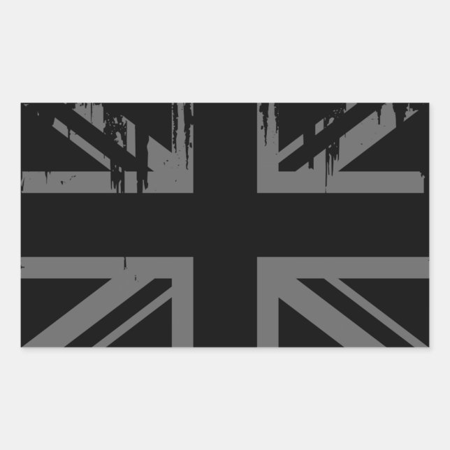 Union Jack (grunge silver UK flag) Rectangular Sticker (Front)