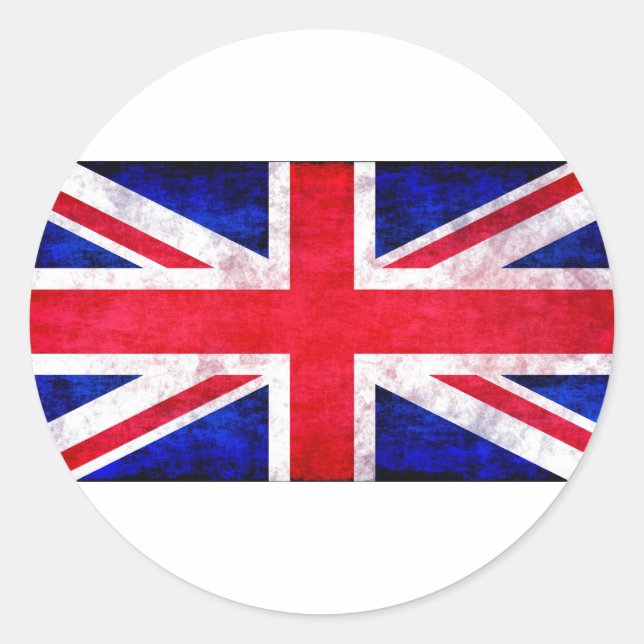 Union Jack grunge t-shirts and gifts Classic Round Sticker (Front)