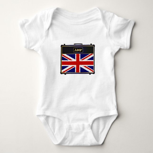 Union Jack Guitar Amplifier Baby Bodysuit (Front)