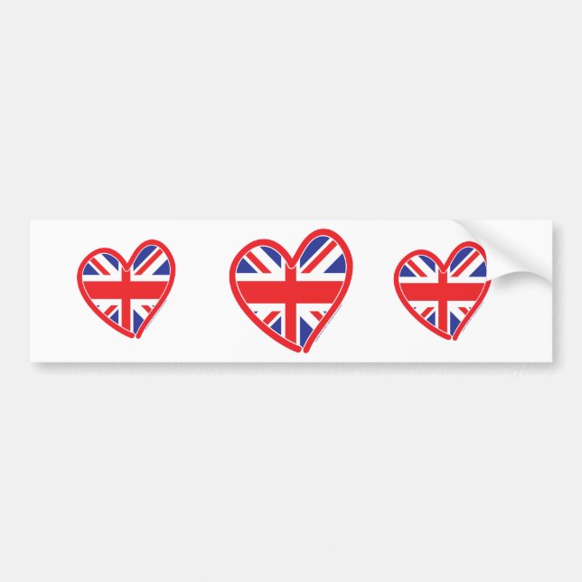 Union Jack Heart Flag Bumper Sticker (Front)