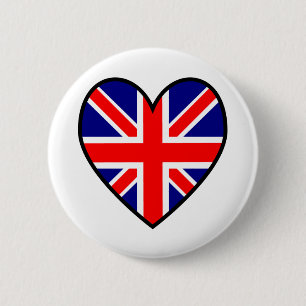 Union Jack Heart Flag Button
