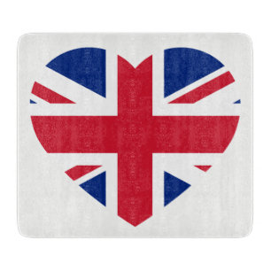 Union Jack Heartflag on white cbcn Cutting Board