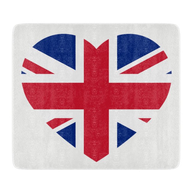 Union Jack Heartflag on white cbcnt Cutting Board (Front)