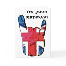 Union Jack Horns Pop Art Rock Birthday Card