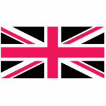 Union Jack ~ Hot Pink Black and White Photo Sculpture Key Ring<br><div class="desc">This will be a cut out in acrylic of any of the things offered,  a pin,  keyring,  ornament,  magnet or sculpture and some of them in different sizes. They can be tree ornaments,  purse charms,  or worn through a belt loop. Even hung from your rear view mirror.</div>