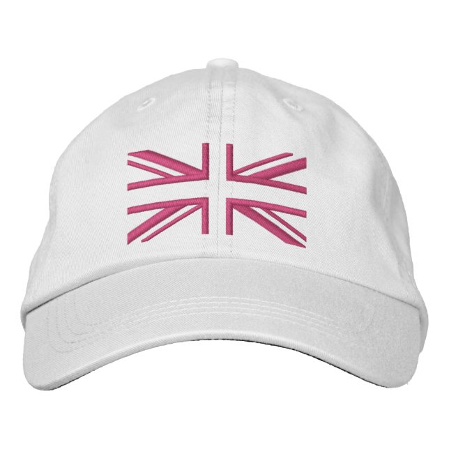 Union Jack ~ In Girly Pinks Embroidered Hat (Front)