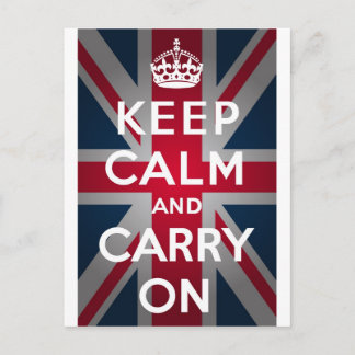 Union Jack Keep Calm And Carry On Postcard