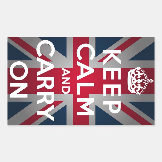 Union Jack Keep Calm And Carry On Rectangular Sticker (Front)