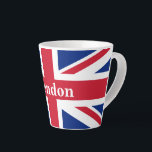 Union Jack London ~ British Flag Latte Mug<br><div class="desc">Flag of the United Kingdom of Great Britain and Northern Ireland with London text. Leave as is,  customise text,  or make blank.</div>
