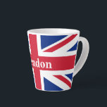 Union Jack London ~ British Flag Latte Mug<br><div class="desc">Flag of the United Kingdom of Great Britain and Northern Ireland with London text. Leave as is,  customise text,  or make blank.</div>