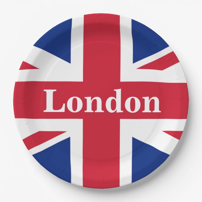Union Jack London ~ British Flag Paper Plate (Front)