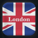 Union Jack London ~ British Flag Paper Plate<br><div class="desc">Flag of the United Kingdom of Great Britain and Northern Ireland with London text. Leave as is,  customise text,  or make blank.</div>