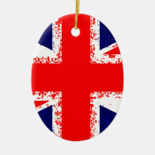 Union jack london flag uk ceramic tree decoration