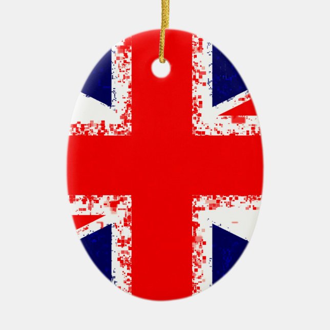 Union jack london flag uk ceramic tree decoration (Front)